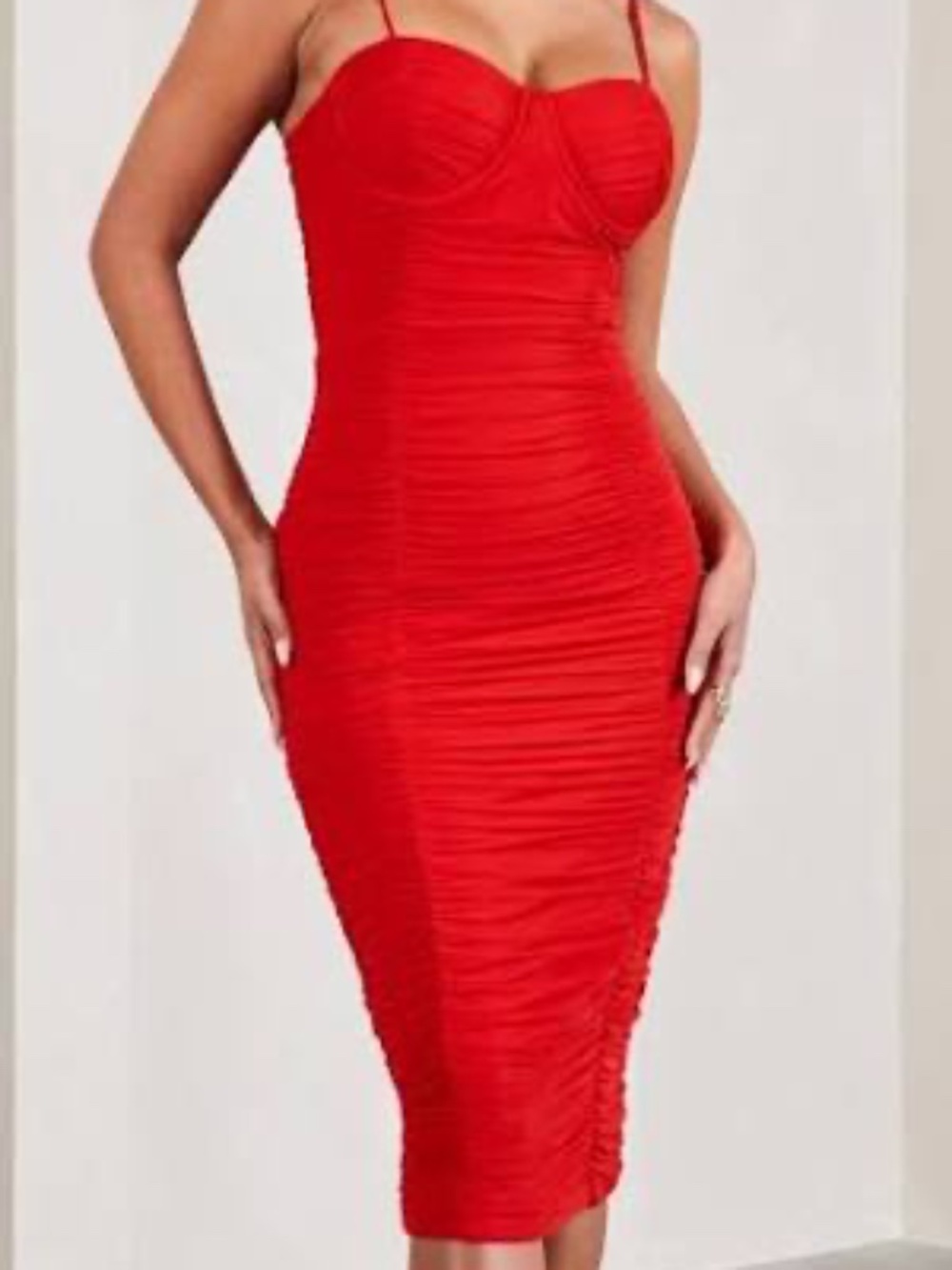 Club L London Red Corset Midi Dress